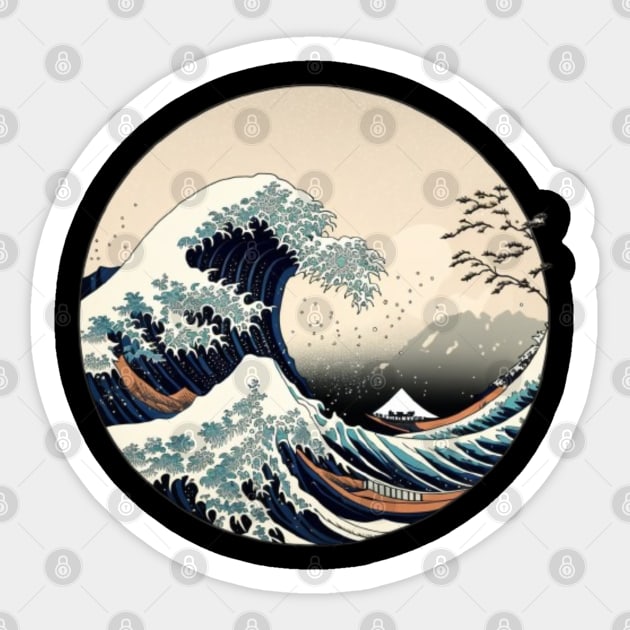 Japanese Art Style Great Wave off Kanagawa Sticker by SamCreations